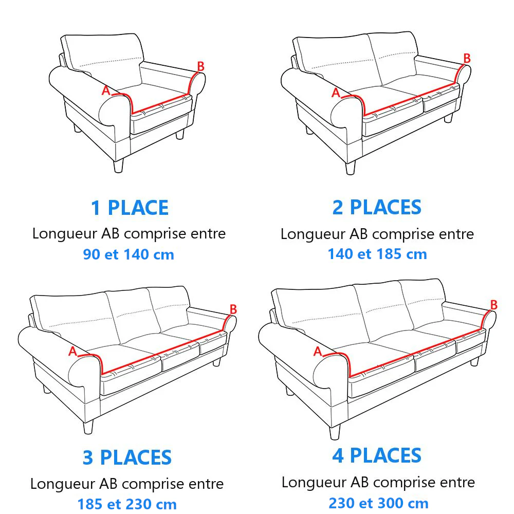 Tailles de housses de canapé